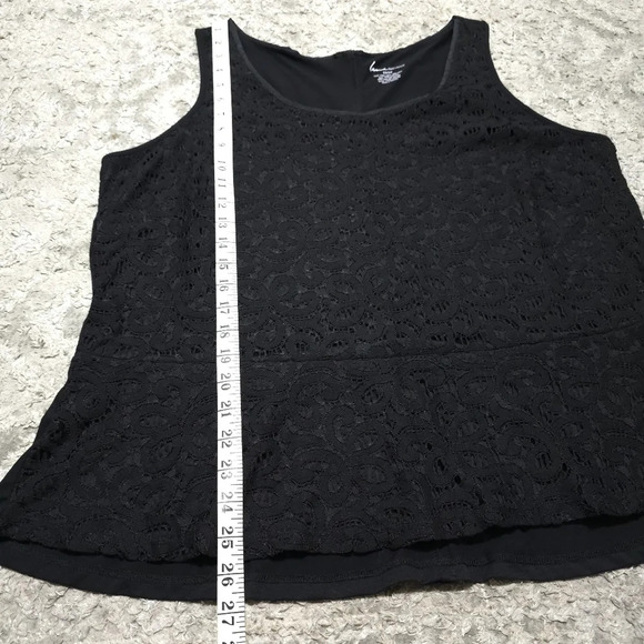 ✨️4/$20. Sleevesless Peplum Top, Front Lace, Solid Back, Black Top, 3X - Picture 12 of 16